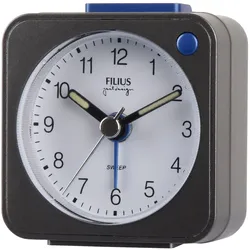 Quarzwecker FILIUS ZEITDESIGN, grau (dunkeltitanfarben), Wecker, Reisewecker, Schlafzimmer, Snooze, Beleuchtung, schleichende Sekunde