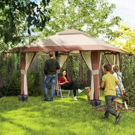 Outsunny Faltpavillon 4 x 4 m inkl. 4 Seitenteile Beige/Gelb