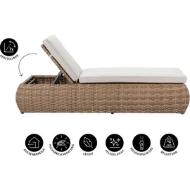 Dehner Tulum Gartenliege 195 x 94 x 60 cm Braun/Weiß