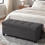 SONGMICS Sitzbank mit Stauraum, faltbare Sitztruhe mit Klappdeckel, Schlafzimmer Wohnzimmer, Leinenoptik, 110 cm, grau - Grau