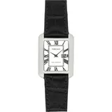 MARQUIS Damen Funkuhr Armbanduhr, Schwarzes Leder, deutsches Funkwerk 4015-117