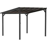 Outsunny Pergola Pavillon ca. 3x3m, Wasserdicht, Stabil, Winterfest Terrassenüberdachung mit UV-Schutz 50+, Wandmontiert Gartenpavillon aus Metall, Sonnenschutz für Garten Terrasse Balkon Dunkelgrau   Aosom