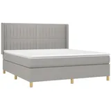 vidaXL Boxspringbett mit Matratze Hellgrau 160x200 cm Stoff