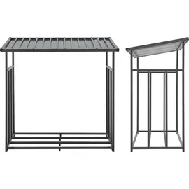 casa.pro Brennholzregal Yakutat Metall 145 x 143 x 70 cm Schwarz