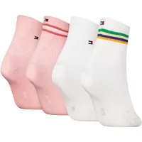 Tommy Hilfiger Kurzsocken (4-Paar) mit Streifen und Flag-Label weiß 35-38