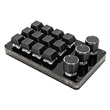 Einhändig Programmierbare Mechanische Tastatur, 12 Tasten RGB Programmierbare Makrotastatur mit 3 Knöpfen, Multifunktionale Mechanische Gaming-Tastatur, Funktionstastatur für