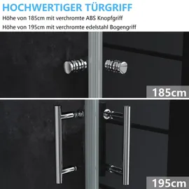 IMPTS Duschkabine Duschtrennwand Mattschwarzt Duschabtrennung 6mm ESG Glaswand Faltdusche 90 x 185cm, -
