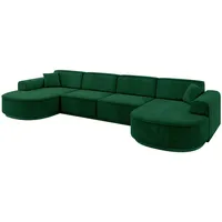 altdecor Eckcouch Velours 6-Sitzer Dunkelgrün