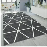 Paco Home - Teppich Wohnzimmer Kurzflor Skandinavischer Stil Rauten Muster Grau Anthrazit 200x280 Cm