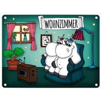 Trendaffe Honeycorns Metallschild mit Einhorn Wohnzimmer Motiv
