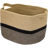 HMF Aufbewahrungskorb mit verlängerten Griffen aus Baumwolle 36 x 30 x 25 cm Schwarz-Honig