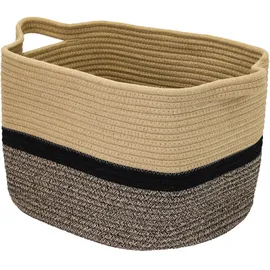 HMF Aufbewahrungskorb mit verlängerten Griffen aus Baumwolle 36 x 30 x 25 cm Schwarz-Honig
