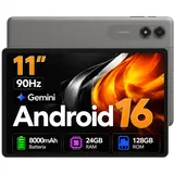 Tablet 11 Zoll Android 16 mit Gemini AI, 24GB RAM 128GB ROM, 90Hz Display mit TÜV-Augenschutz, 8000mAh Akku OTG, Tablet für Studenten, Erwachsene und Kinder, 4 Jahre Garantie