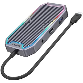 UNITEK Hub USB-C, HDMI RJ45, 3,5 mm, 100 W, 10 Gbit/s - Grau