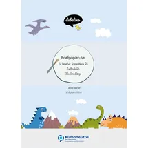 dabelino Liniertes Briefpapier-Set für Kinder: Dinosaurier (für Jungen, blau)