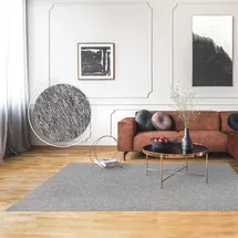 Paco Home Teppich Wohnzimmer Schlafzimmer Kurzflor Waschbar Melierte Optik Einfarbig Weich 160x220 cm, grau,