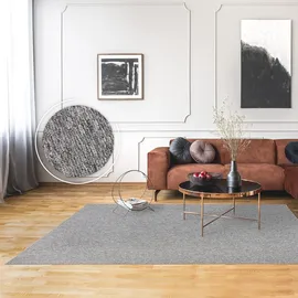 Paco Home Teppich Wohnzimmer Schlafzimmer Kurzflor Waschbar Melierte Optik Einfarbig Weich 160x220 cm, grau,