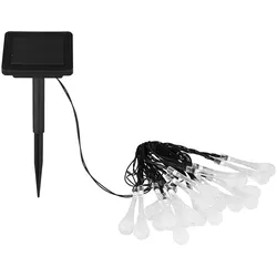 LED Solar Lichterkette Aussen Solarlampe Garten Dekoration, Akku Erdspieß, Tropfen Design klar, 20x LED warmweiß, L 280 cm