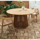 Gartentisch rund D 120 cm Holz Teak mit Säulenfuß Tisch Landhaus Look Matz Möbel