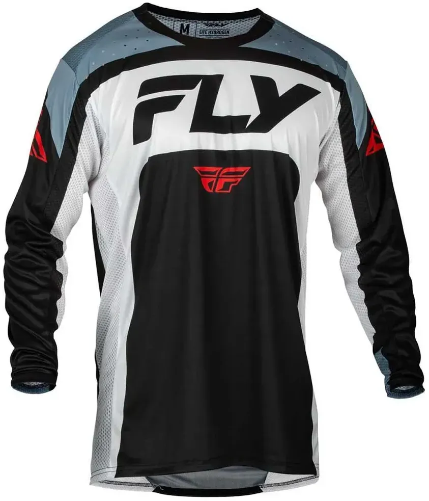 Fly Racing Lite Langarm-trikot - Black / Grey / White - 2XL