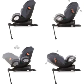 Chipolino Kindersitz Tourino i-Size (40-150cm) Isofix, höhenverstellbar, drehbar grau hellgrau - Grau/Silber