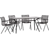 ACAMP Set 4x Stapelsessel Alpha Rope 1x Glastisch Alpha Anthrazit-Cemento