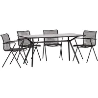 ACAMP Set 4x Stapelsessel Alpha Rope 1x Glastisch Alpha Anthrazit-Cemento