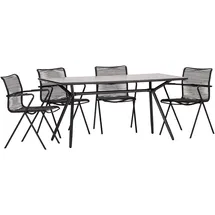 ACAMP Set 4x Stapelsessel Alpha Rope 1x Glastisch Alpha Anthrazit-Cemento