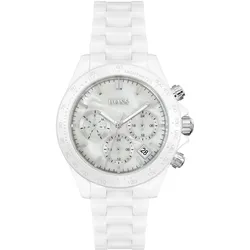 Multifunktionsuhr BOSS "NOVIA CERAMIC", weiß, Armbanduhren, Damen, Quarzuhr, Damenuhr, Herrenuhr Armbanduhr, Keramik