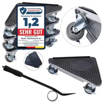 Melko 7-TLG. Möbeltransport Set Möbelheber mobiler Umzughelfer Möbelrollen Möbelgleiter bis 1050 kg Rot