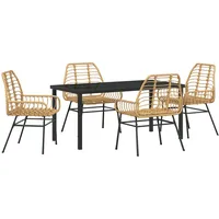 vidaXL 5-teiliges Garten-Ess-Set Braun Poly-Rattan