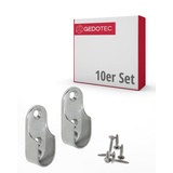 Gedotec Schrankrohrlager oval Halterung für Kleiderstange Schrank | OVA | 10 Stück - Metall Kleiderstangenhalter für Ovalstange | Stahl vernickelt | Kleiderschrank - Aufhänger für Wandmontage