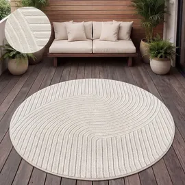 Paco Home Outdoor Wetterfest, Balkon Wohnzimmer Skandinavisches Boho Einfarbig 120 cm Rund, Creme 2 - Paco Home