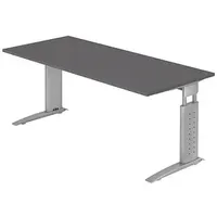 Hammerbacher US19 höhenverstellbarer Schreibtisch grafit rechteckig, C-Fuß-Gestell silber 180,0