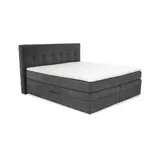 luma-home Boxspringbett 180x200 cm, H3 Federkernmatratzen Bonell Topper Cord Grau Anthrazit / 20038 - Grau