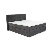 luma-home Boxspringbett 180x200 cm, H3 Federkernmatratzen Bonell Topper Cord Grau Anthrazit / 20038 - Grau