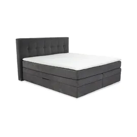 luma-home Boxspringbett 180x200 cm, H3 Federkernmatratzen Bonell Topper Cord Grau Anthrazit / 20038 - Grau