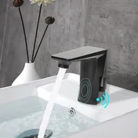 Infrarot Sensor Wasserhahn Bad, Automatisch Sensor Mischbatterie Bad, Hands Free Badezimmerarmatur mit Kontrollbox (Schwarz)