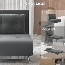 Homcom Schlafsessel Klappsessel mit Bettfunktion Einzelsofa mit Kissen Samtoptik