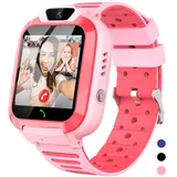 Fenamor 4G Smartwatch Kinder, Smartwatch Kinder mit GPS mit SIM und Telefon, Uhr Kinder telefonieren Wasserdicht IP67, SOS Videoanrufen, Kinder Smartwatch Geschenke für Jungen Mädchen 4-15 Alter Rosa