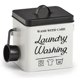 Zeller Present Waschpulver-Box Laundry Metall Weiß-Schwarz 4,5 l