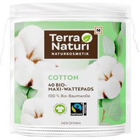 Terra-Naturi Wattepads COTTON Bio-Maxi-Wattepads, oval, aus Baumwolle, 40 Pads