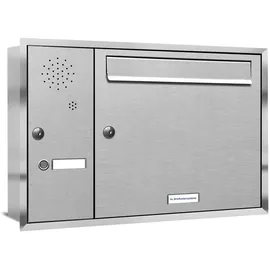 AL Briefkastensysteme Edelstahl Unterputzbriefkasten silber inkl. Zeitungsfach