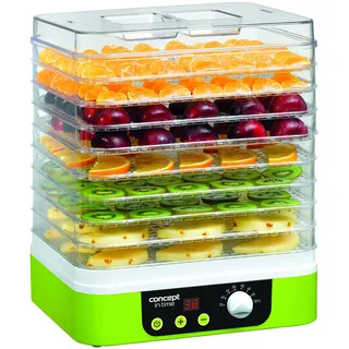 CONCEPT Hausgeräte SO1060 Dörrgerät IN TIME mit Zeitschaltuhr, 9 rechteckige Einlegeböden, grün, Display, stufenlose Temperatur-Einstellung 35-70°C, Extra Groß