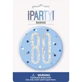 Unique Anstecker 7,5 cm 80. Geburtstag Blau/Silber