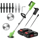 21V Akku-Rasentrimmer mit 2X Akku und Ladegerät, 3-in-1 Rasenkantenschneider, Elektrischer Grasschneider, Teleskop-Stiel & Zusatzhandgriff