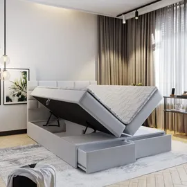 masseno Boxbett mit Bettkasten und 2 Schubladen ¦ schwarz ¦ Maße (cm): B: 140 H: 98