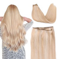 SURNEL Tressen Echthaar Extensions 80g Einnähen Haar Weave Remy Brasilianisches Echthaar 80g Karamellblond mit Platinblond Echthaar Extensions Tressen Glatt #P27/60 35cm (Tressen#27P60-14zoll)