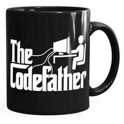 MoonWorks Tasse Kaffeetasse The Codefather Programmierer IT Informatiker Coder Geschenk-Tasse MoonWorks®, Keramik schwarz