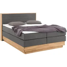 Home Affaire Boxspringbett HOME AFFAIRE "Cavan", grau (steel), L:220cm, Microfaser (100% Polyester), Komplettbetten, Boxspringbett, Eiche, inkl. Bettkasten & Topper, verschiedene Härtegrade (auch H4)